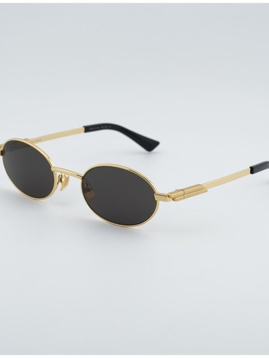 Bottega Veneta BV1470S 001 Sunglasses Gold Oval Frame, Grey Lenses main image 11